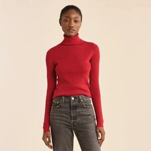 Pendleton PL Red Ribbed Cotton Turtleneck Sweater Petite‎ Large Classic Chic